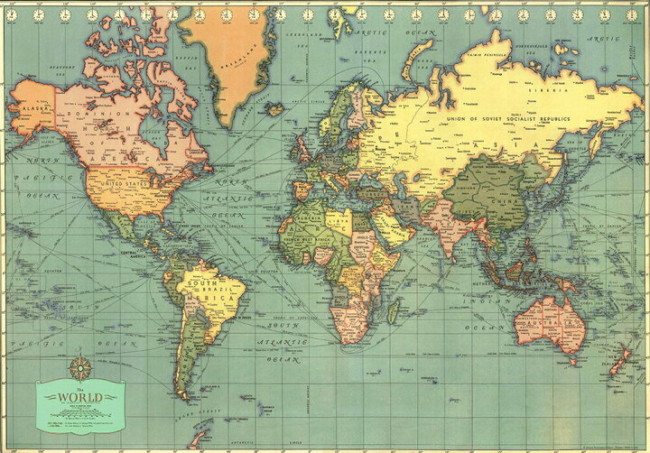 楽天市場 ポスター 世界地図 イタリア製 直輸入 おしゃれ ヴィンテージ レトロ インテリア 古地図 大きい Istituto Fotocromo Italiano I F I ポスター ラッピングペーパー 50 70 Mondo Moderno Cr074 Adesso アデッソ