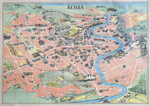 �C�^���A�� �|�X�^�[ �C�^���A ���[�} �n�} MAP ���A�� ������� ���B���e�[�W ���g�� �傫�� �唻 ISTITUTO FOTOCROMO ITALIANO / I.F.I �|�X�^�[/���b�s���O�y�[�p�[ 50×70 MAPPA ROMA CR032