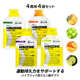 マラソン サプリ WINZONE ENERGY GEL ウィンゾーン エナジージェル 全味4袋セット 日本新薬 持久力 有酸素運動 長距離 トレーニング 試合前 補給食 行動食 エネルギー補給