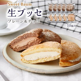 【スーパーセール特別価格】[Sweet Baum] 冷凍生ブッセ(プレーン、チョコ) 10個入 /ギフト 贈り物 プレゼント お菓子 スイーツ 焼菓子 お土産 群馬県 有名店 生菓子 ケーキ ブッセ クリーム スイートバウム デザート