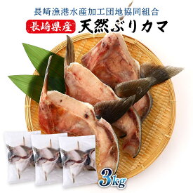 [長崎漁港水産加工団地協同組合] ぶりカマ 長崎県産 天然ぶりカマ 3kg /長崎直送 天然ぶりカマ ギフト カマ 天然ブリ 鰤 高級魚 希少部位 冷凍保存 長崎県産 業務用 大容量 海の幸 レシピ ぶり大根