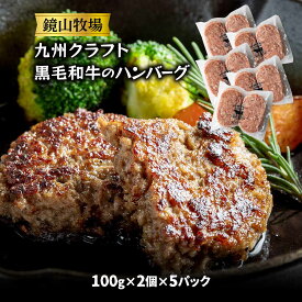 [鏡山牧場] ハンバーグ 九州クラフト黒毛和牛のハンバーグ 10個(100g×2個×5パック) /牛肉 牛 黒毛和牛 宮崎県 和牛 ハンバーグ 冷凍ハンバーグ 延岡市 九州 クラフト黒毛和牛 八崎牛 熟成肉