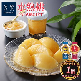 もも [果樂] たから桃GIFT（SUI JYUKU BRAND）おかやま白桃 1個 (固形量220g、内容総量600g)×1、白桃ピューレ2個 内容量95g×2 /岡山県産 白桃 果物詰め合わせ 贈り物 高級フルーツ 手土産 お見舞い お祝い 季節の贈り物 特産品 夏の味覚 水熟ブランド 果楽