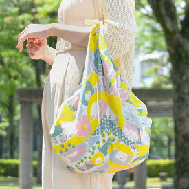 超撥水風呂敷ながれ クルクルセカイ（平織96cm）日本製 朝倉染布 レイングッズ エコバッグ 防災 周年記念品 結婚式引き出物 退職祝い