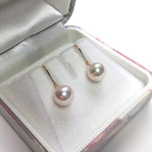 伊勢志摩産アコヤ本真珠 K18フックピアス アクセサリー 本真珠 7.5〜8.0mm ピアス アコヤ真珠 K18 花珠真珠 パール 真珠 伊勢志摩産 三重
