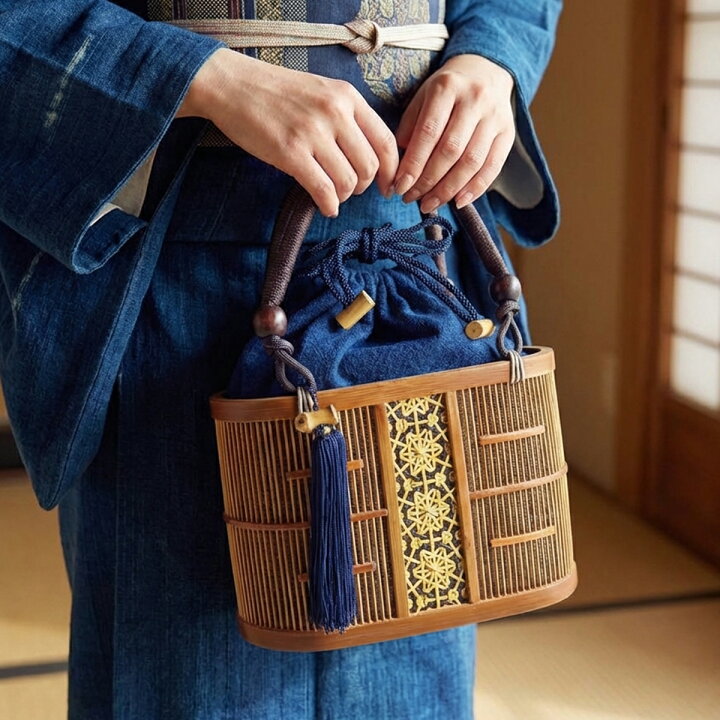楽天市場】駿河竹千筋細工 手提げ かご 葵 (小) バッグ 手提げ籠 