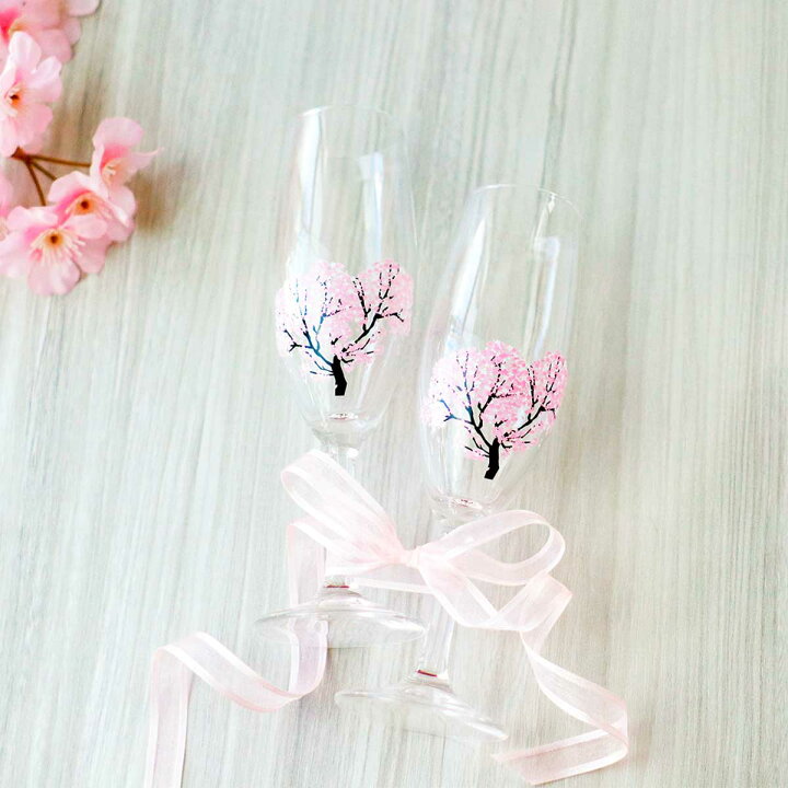 楽天市場 冷感桜シャンパングラスペアセット 食器 グラス ペアグラス かわいい ペア コップ おしゃれ ガラス食器 産直お取り寄せニッポンセレクト