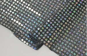 アメリカンニットスパンホログラム大(黒/シルバー)【コスプレ ハロウィン 衣装 装飾 光沢 キラキラ 布 生地 100cm幅 50cmから10cm単位 ポリエステル 】