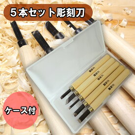 彫刻刀 5本セット ケース付き 平刃 切り出し刃 三角刃 丸刃