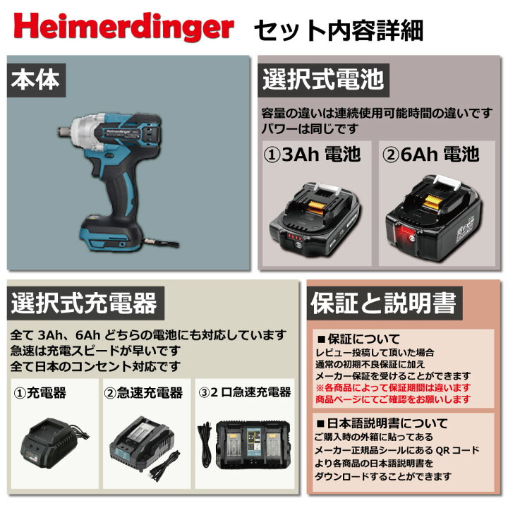 楽天市場】インパクトレンチ マキタ 18V 互換 電池 充電器 電池セット 