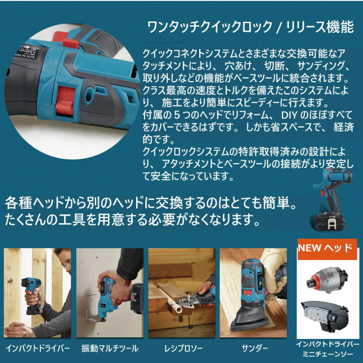 楽天市場】マルチツール セット 1台6役 18v マキタ Hikoki 日立 18v 