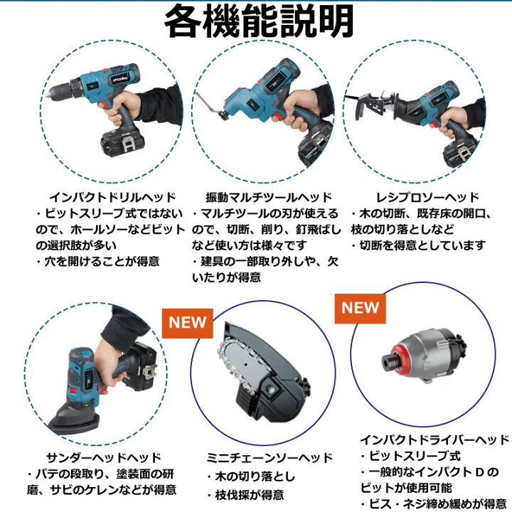 楽天市場】マルチツール セット 1台6役 18v マキタ Hikoki 日立 18v  