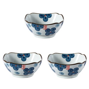 【送料無料3枚セット】小鉢 (300ml スクエア)和食器 ボウル 小付け 煮物皿 おしゃれ 花柄 レンジOK 食洗機対応 アウトレット 訳あり 普段使い 業務用 食器 旅館 ホテル