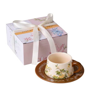 コーヒーカップ&ソーサーセット 母の日プレゼント 絵付けマグカップ 花柄 260ml