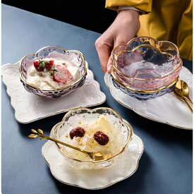 小鉢&受け皿3色セット200ml おしゃれ 小皿 ガラス 小鉢 陶器 ガラスボウル ガラス食器 クリア 食器 かわいい デザート かき氷 皿 そうめん 深皿 キッチン 北欧
