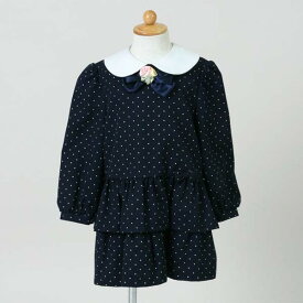【中古】レンタル衣装販売 子供ドレス ワンピース 衣装 紺水玉 105サイズ