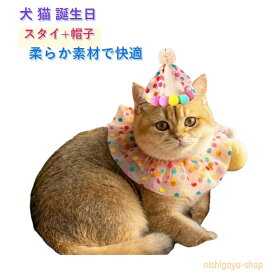 誕生日 ペット用品 犬 猫 帽子 2点セット 犬 スタイ 可愛い おもちゃ 飾り ペット ハロウィン 帽子 よだれかけ パーティー コスプレ かぶりもの お誕生日 お出かけ 写真映え