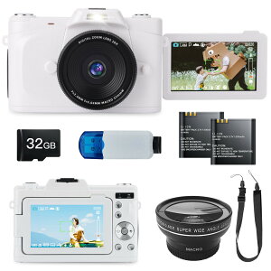 デジカメ 4K デジタルカメラ 日本製チップ 32GB SDカード付き 16倍ズーム 6800万画素 広角レンズ付属 オートフォーカス ウェブカメラ OTGカードリーダー付き 自撮り 写真 録画 録音 撮影 軽量 小