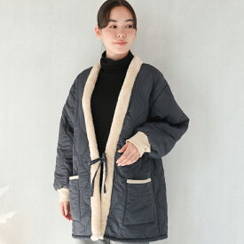 【ギフト可】＼宅配便送料無料／ はんてん レディース かわいい 冬 軽い あったか 暖かい 裏ボア キルト 半纏 袖リブ 部屋着 ルームウェア ガウン ハンテン 無地 もこもこ M〜L obh002 佐川