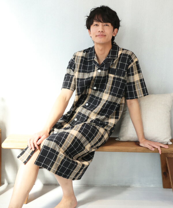 [ケーズアイ] メンズ スリーパーパジャマ サラッとして涼しい綿100%リップルサッカーギンガムチェック 半袖 前開き 初夏・盛夏向 綿100％軽くて涼しいソフトコットン生地メンズ スリーパーパジャマ 半袖 前開き M/L/LL/3L/4L 紳士 ワンピース 入院準備 介護 |  男女兼用スリーパー | 部屋着の時間 [ケーズアイ] メンズ スリーパーパジャマ サラッとして涼しい綿100%リップルサッカーギンガムチェック ...