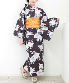 ワンピースにもなる2way浴衣 ワンピース 浴衣 子供 3点セット 140 150 セパレート 2way 二部式 ワンピース浴衣 ジュニア キッズ 兵児帯 レトロ 線香花火 椿 菊 鉄線 向日葵 紫陽花 花柄 つばき tiw001jr 佐川