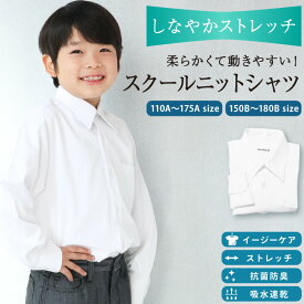 ＼30％OFFクーポン対象／スクールシャツ 長袖 男子 ニットシャツ ニットシャツ イージーケア ストレッチ ノーアイロン 抗菌防臭 制服 学生服シャツ 110A〜180B A体 B体 吸水速乾 110 120 130 140 150 160 165 170 175 180 中学生 小学生 入学 gss009