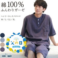 【ギフト可】パジャマ メンズ 夏用 夏 半袖 綿100％ 春 ダブルガーゼ かぶり ヘンリーネック 2重ガーゼ …