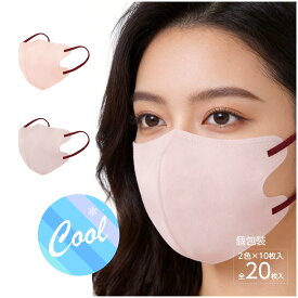 ＼2026春新色・冷感！／ マスク 不織布 立体 3Dマスク ピーチピンク ラベンダーアッシュ 20枚入り 大容量 立体マスク 不織布マスク 夏用 冷感マスク 小顔マスク バイカラーマスク 冷感 おしゃれ 小顔 人気 大人用サイズ 耳紐 カラー 2Dマスク メイク 個包装