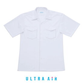 スクールシャツ 半袖 開襟 両ポケ/ノーアイロン スソ水平カット型 白 150A-190A/150B-190B UA220/UA225