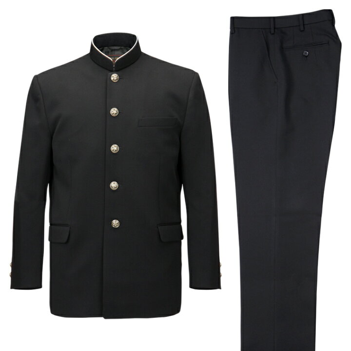 楽天市場】学生服 上下セット ウール50%ポリエステル50%/ラウンド襟 黒 