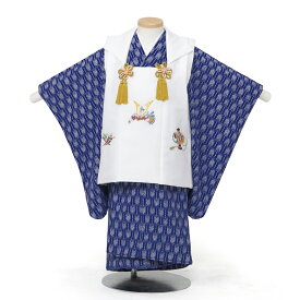 【レンタル】 七五三 男の子 被布 9点セット 被布レンタル フルセット sbw3265 【往復送料無料】 三歳 男児 被布 100cm 七五三着物 紺 ブルー 白 兜 被布 3歳 ジュニア レンタル着物 七五三 753 前撮り