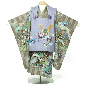 【週末限定クーポン配布中】【レンタル】 七五三 男の子 被布 9点セット 被布レンタル フルセット sbw3298 【往復送料無料】 三歳 男児 被布 100cm ブランド 【陽気な天使】 七五三着物 茶 緑 紫 矢絣 兜 古典 被布 3歳 ジュニア レンタル着物 七五三 753 前撮り