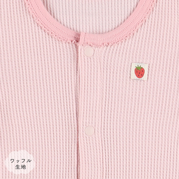 袖無しシャツ肌着 2枚組 ゴムギャザーパターンメッシュ いちご(ピンク×80cm)