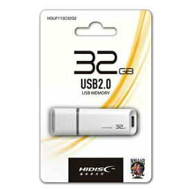 HIDISC USB 2.0 フラッシュドライブ 32GB 白 キャップ式 HDUF113C32G2