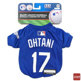 ファンタジーワールド　MLB公認　ロサンゼルスドジャース大谷翔平選手モデル　ユニフォーム　野球　Tシャツ　ペット用　ブルー　XSサイズ
