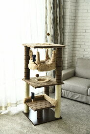 ペッツラブ 猫 タワー 多頭 ネコ ストレス発散 据え置き キャットタワー YS93163 3段タイプ ハンモック付き おしゃれ 当店オリジナル インテリア 組み立て簡単 【N's】