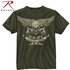 【メール便送料無料】ロスコ Rothco メンズ ビンテージ スカル Tシャツ Black Ink Vintage U.S.M.C. Death Before Dishonor T-Shirt rothco80385 彼氏 男性向け