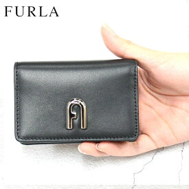 フルラ FURLA 名刺入れ カードケース ブラック レザー ロゴ レディース メンズ MOON BUSINESS CARD CASE SLIM レディース ブランド