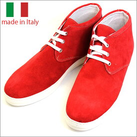 靴 革靴 メンズ シューズ イタリア製 スエード レザー レースアップ ハイカット レッド スニーカー 紳士靴 本革 rego-rosso 彼氏 男性向け