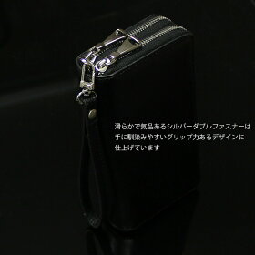 luminioルミニーオ財布メンズ長財布ラウンドダブルジップイタリアンレザーサフィアーノ本革ブラックludove1219