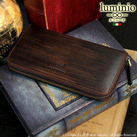 luminioルミニーオ長財布牛革オイルドレザーラウンドファスナーラスプ加工luyon2014