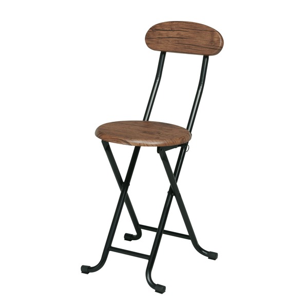 ヴィンテージチェア(ブラウン/茶)  折りたたみ椅子/カウンターチェア/スチール/イス/背もたれ付/コンパクト/スリム/キッチン/パイプイス/モダン/レトロ/カフェ/木目/木/完成品/NK-111  | 西海岸インテリア