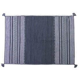 ラグマット 絨毯 190×130cm ネイビー 長方形 インド製 綿 コットン TTR-103NV シェニール リビング ダイニング ベッドルーム