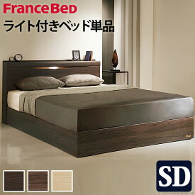 フランスベッド ライト・棚付きベッド 〔グラディス〕 セミダブル ベッドフレームのみ 木製 国産 日本製 宮付き コンセント ベッドライト フレーム