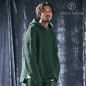 �A���Q�l�[�� ANGENEHM Light yarn cable stitch knit hoodie ag03-045ace �����Y �p�[�J�[ ��������