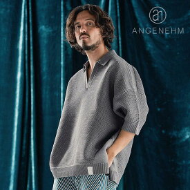 2025 春夏 先行予約 5月下旬～6月上旬入荷予定 アンゲネーム ANGENEHM Skipper design airy yarn & mesh knitted polo shirt ag04-009scf メンズ ポロシャツ 送料無料 キャンセル不可