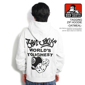 ベンデイビス BEN DAVIS TAGGING ZIP HOODIE -OATMEAL- g-24380042o メンズ パーカー ジップパーカー 裏毛 ビッグシルエット 送料無料 ストリート