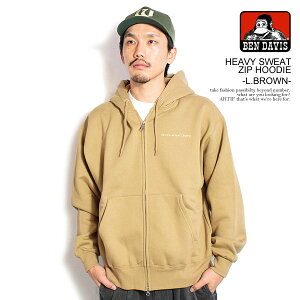 20��OFF SALE �Z�[�� �x���f�C�r�X BEN DAVIS HEAVY SWEAT ZIP HOODIE -L.BROWN- c-25780049l �����Y �p�[�J�[ �W�b�v�p�[�J�[ �X�E�F�b�g ���N�� �w�r�[�E�F�C�g �������� �X�g���[�g