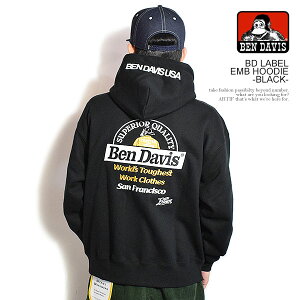 �x���f�C�r�X BEN DAVIS BD LABEL EMB HOODIE -BLACK- i-25780067bk �����Y �p�[�J�[ �v���I�[�o�[ �X�E�F�b�g ���N�� �w�r�[�E�F�C�g �������� �X�g���[�g