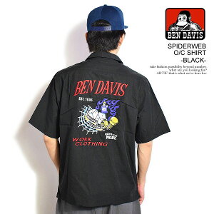 30��OFF SALE �Z�[�� �x���f�C�r�X BEN DAVIS SPIDERWEB O/C SHIRT -BLACK- t-25580039bk �����Y �V���c ���� �I�[�v���J���[�V���c �������� �X�g���[�g